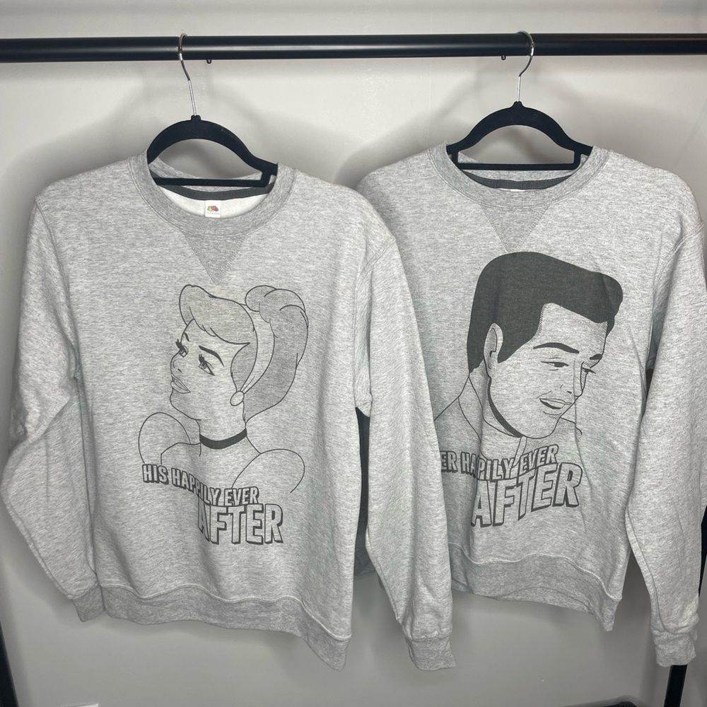 Disney couples small grey Cinderella and Prince Charming sweatshirts size small